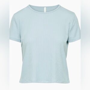 Aritzia Small luxe lounge everyday blue ribbed crop top